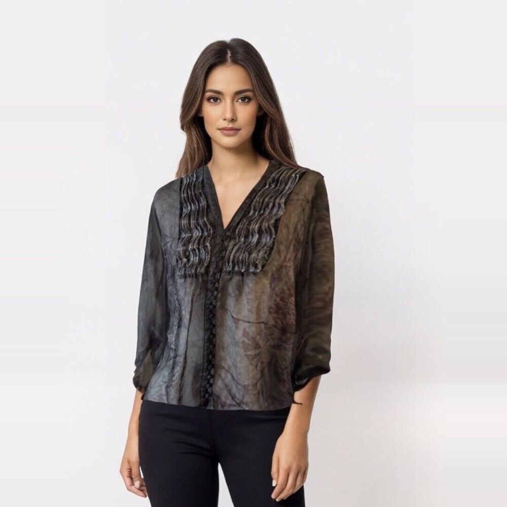 Boho Chic Womens Top Medium Textured Edgy Whimsigoth Sheer Dark Romantic